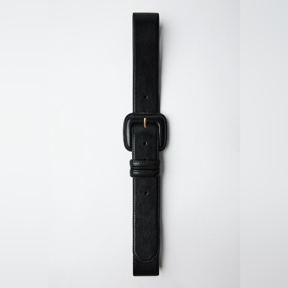 NWOT. Zara Dark Brown Leather Belt with Square Buckle. Size 32. main image 4